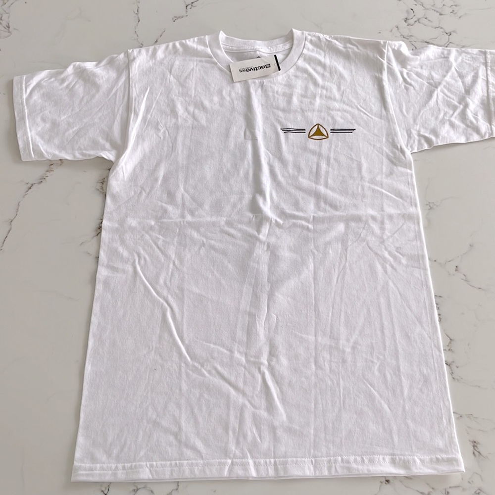 ACTIVE RIDE SHOP Men’s T-shirt White Logo Tee Size S NWT - Picture 2 of 2